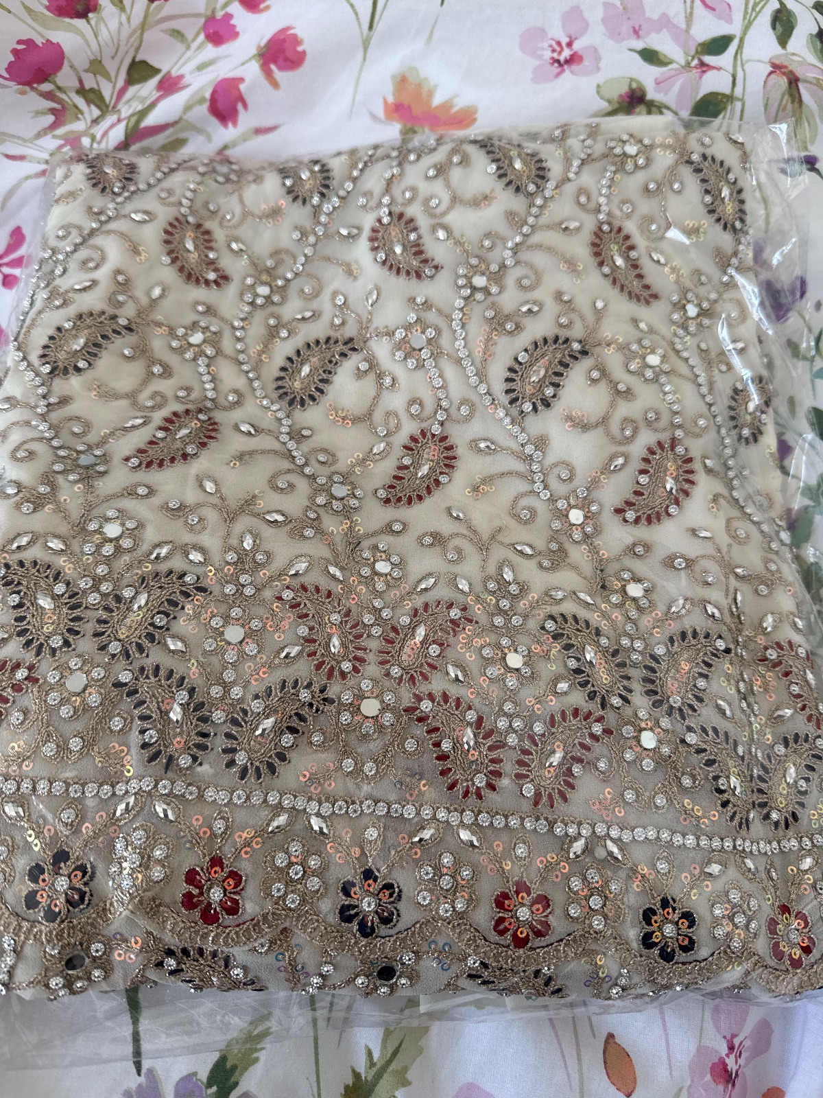Embellished unstitched 3 piece suit