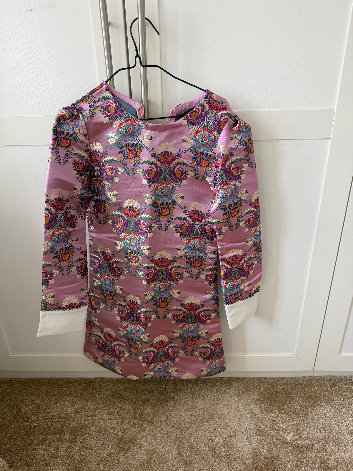 Pink Floral Brocade Kurta